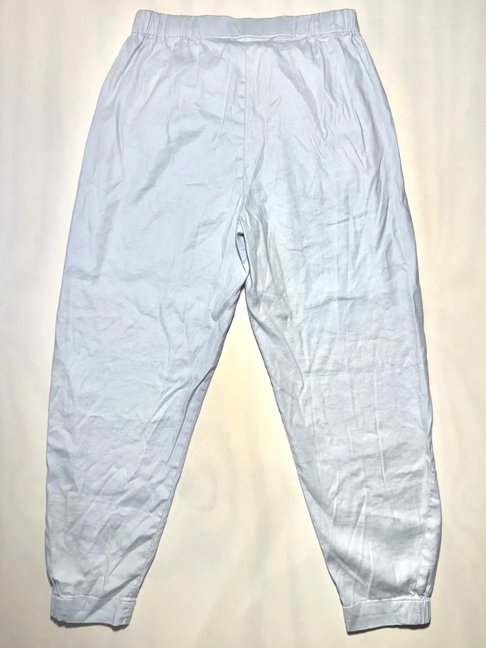 Babaton Aritzia Linen Blend Jogger‎ Pants Light Blue Pull On Ankle Small